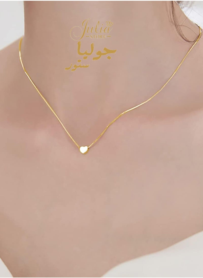 Julia Store - Stainless Steel Gold Heart Necklaces for Women 14k Gold Plated Pendant Necklace Simple Cute Necklaces for Women Dainty Choker Necklaces for Women Gold Jewelry By Julia Store - Image 1