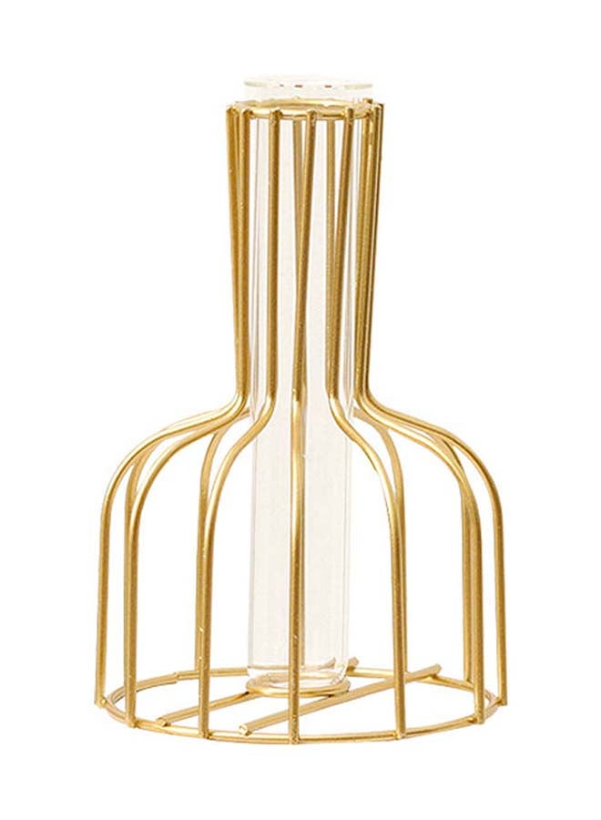 fashionhome Metallic Flowers Bottle Vase Golden 10x15.5cm - Image 2