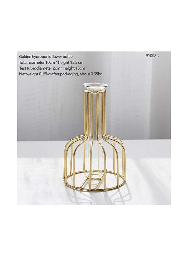 fashionhome Metallic Flowers Bottle Vase Golden 10x15.5cm - Image 5