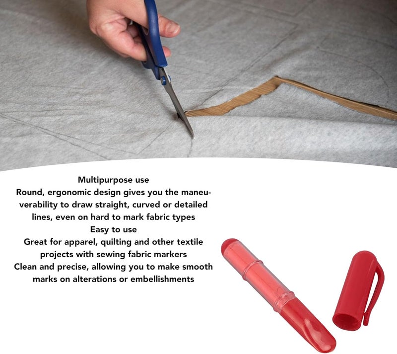 Assorted color options CCYLEZ Fabric Chalk Liner Pen, Fabric Chalk Marker Practical Multipurpose Precise Marking Easy To Remove for Sewing (Red) Light & sturdy - Image 2