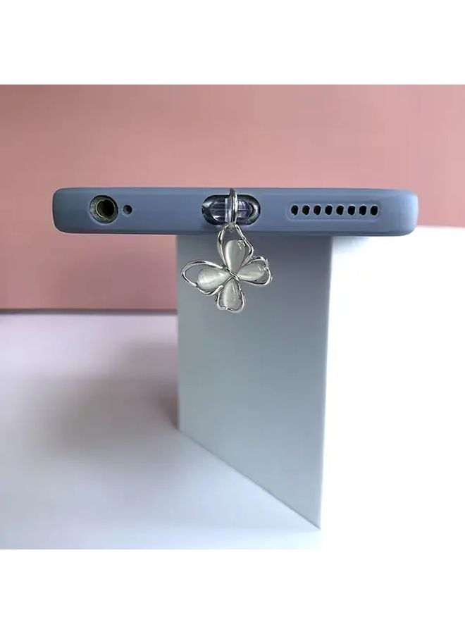 Silvery Butterfly Phone Dust Plug For Type C Charging Port With Rope Gift - Image 5