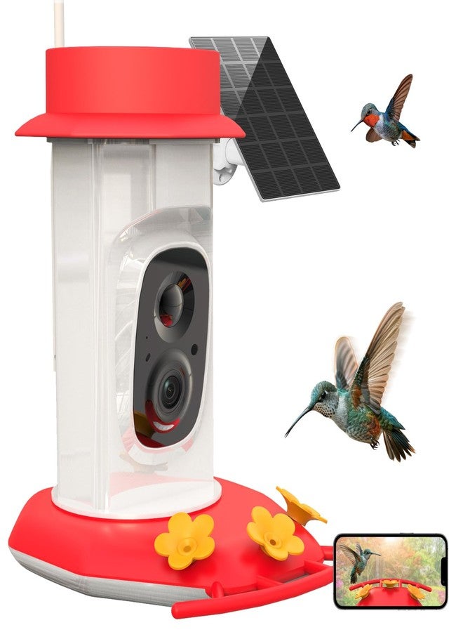 Cetie Hummingbird Feeder with Camera, AI Smart Identification Cloud Storage Function, Featuring Ant Moat Protection, Solar Power, Instant Notification, Automatic Bird Video Capture, and Motion Detection. - Image 1
