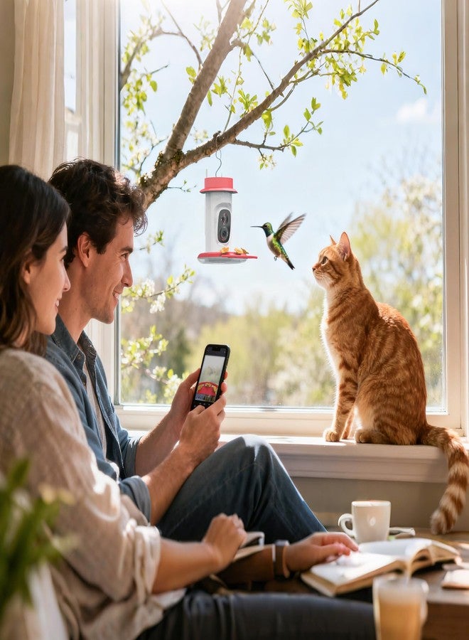 Cetie Hummingbird Feeder with Camera, AI Smart Identification Cloud Storage Function, Featuring Ant Moat Protection, Solar Power, Instant Notification, Automatic Bird Video Capture, and Motion Detection. - Image 5
