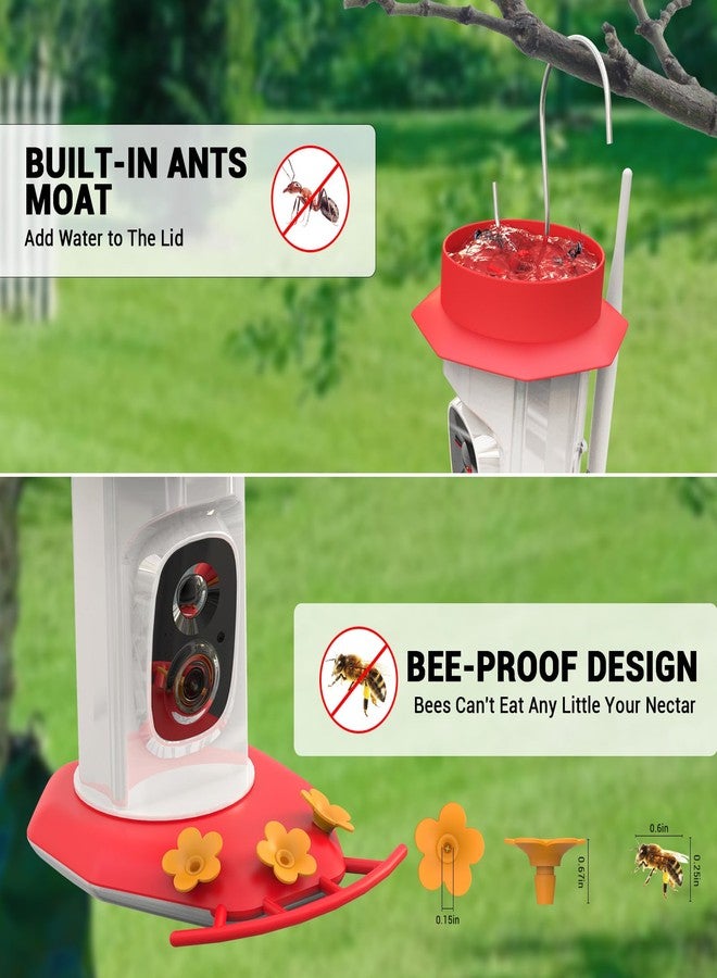 Cetie Hummingbird Feeder with Camera, AI Smart Identification Cloud Storage Function, Featuring Ant Moat Protection, Solar Power, Instant Notification, Automatic Bird Video Capture, and Motion Detection. - Image 3