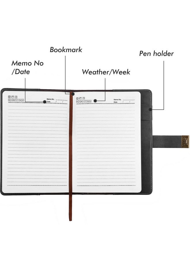 Kesote Diary With Lock, Refillable Journal With Lock Diary Organizer With Pen, Vintage Faux Leather A5 College Ruled Lined Pages Locking Journal Notebook, Grey - Image 3