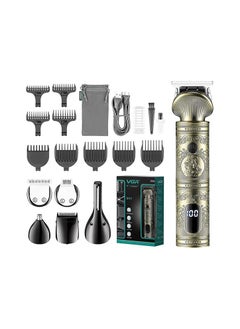 VGR V-106 Professional 6in1 Grooming Kit with LED Display Trimmer 180 min Runtime 16 Length Settings (Gold)