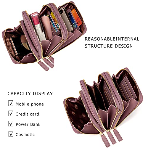 My Friday myfriday Small Crossbody Cell Phone Bag for Women, Mini Over Shoulder Handbag Purse with Credit Card Slots (A-pink) - Image 4