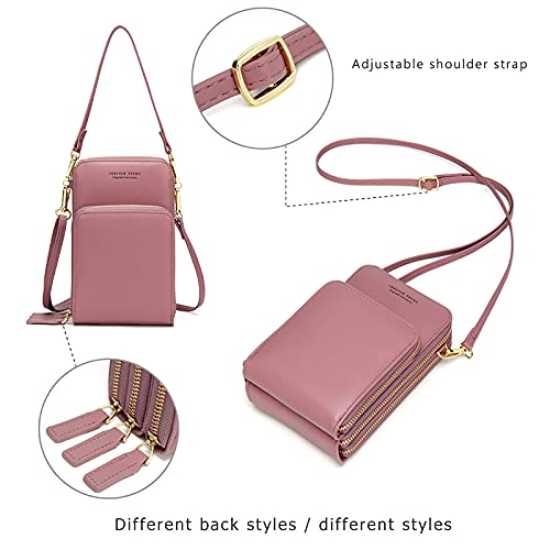My Friday myfriday Small Crossbody Cell Phone Bag for Women, Mini Over Shoulder Handbag Purse with Credit Card Slots (A-pink) - Image 5
