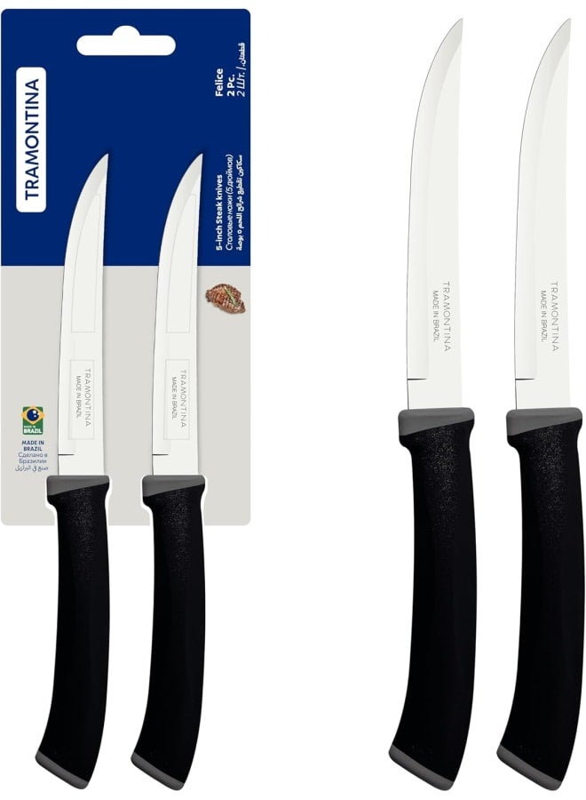 Tramontina Felice Plain Edge Steak Knives 2-Piece Set, Black - Image 3