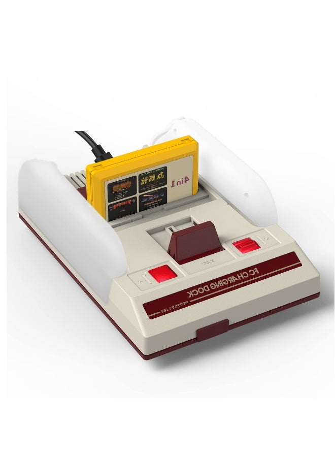 Generic - Famicom Style Charging Station for Nintendo Switch Joy Con Controllers with Overcharge Protection and Game Card Storage - Image 1