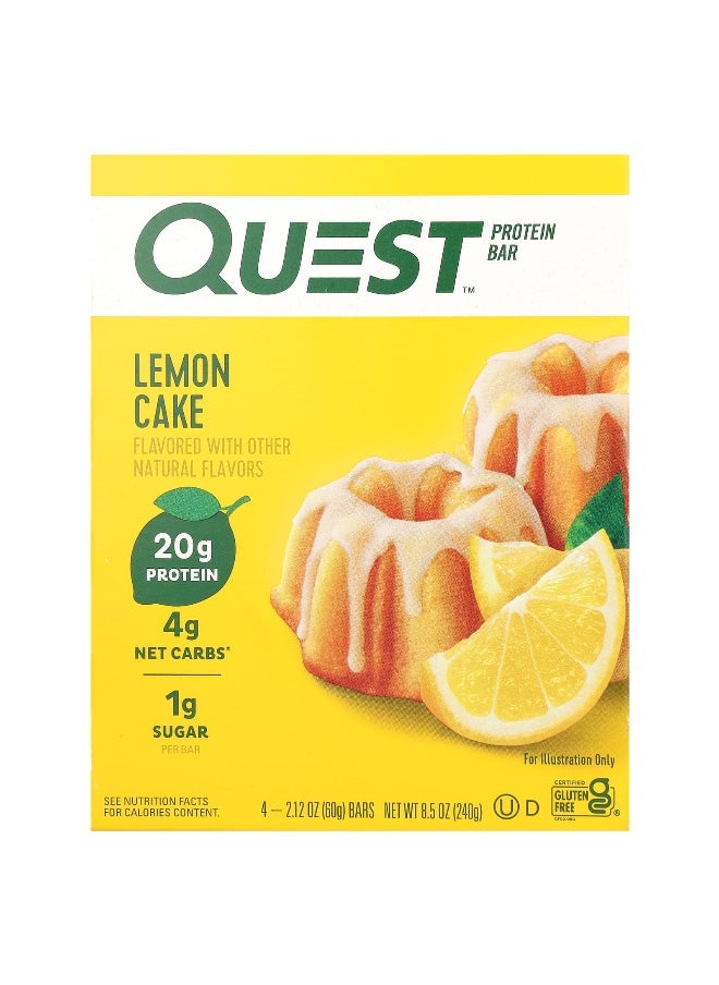 QUEST NUTRITION - Quest Nutrition, Protein Bar, Lemon Cake , 4 Bars, 2.12 oz (60 g) Each - Image 1
