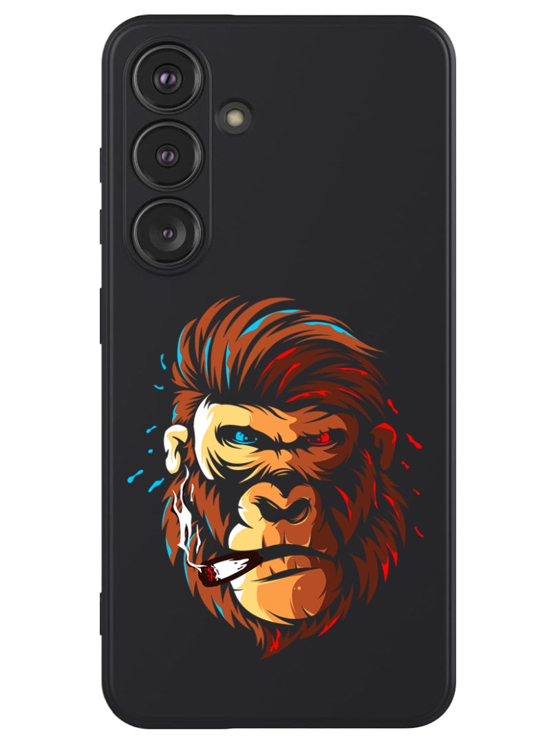 Theodor Protective Slim Fit Case Liquid Silicone Cover with Full Body Protection Anti-Scratch Shockproof Case For Samsung Galaxy S24 (Black) - Gorilla head - Image 1