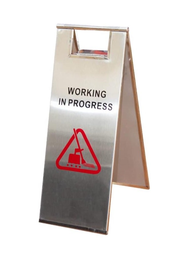 BERRY Stainless Steel Work in Progress Sign | Stainless Steel Warning Sign Board for Safety | Easily Carry Windproof Work in Progress A Frame  - Image 1
