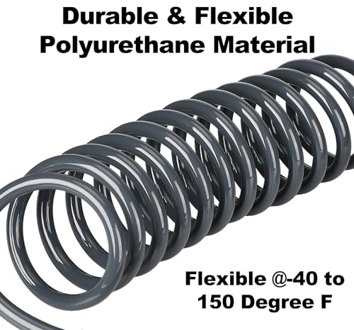EADUTY Heavy Duty Polyurethane Recoil Air Hose 1/4 in x 50 ft, Lightweight, Flexible Compressor Hose with Universal Quick Coupler, Plug and Bend Restrictors, Gray - Image 2