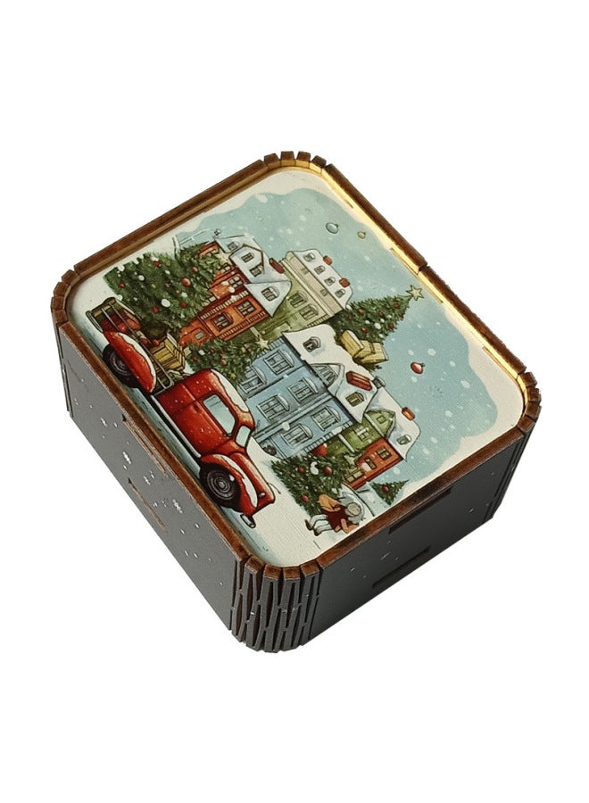 Loquat Wooden Music Box Music Box Sky City Creative Children's Birthday Holiday Gift Girls Cross-border-Color:SZ-24Q05 - Image 1