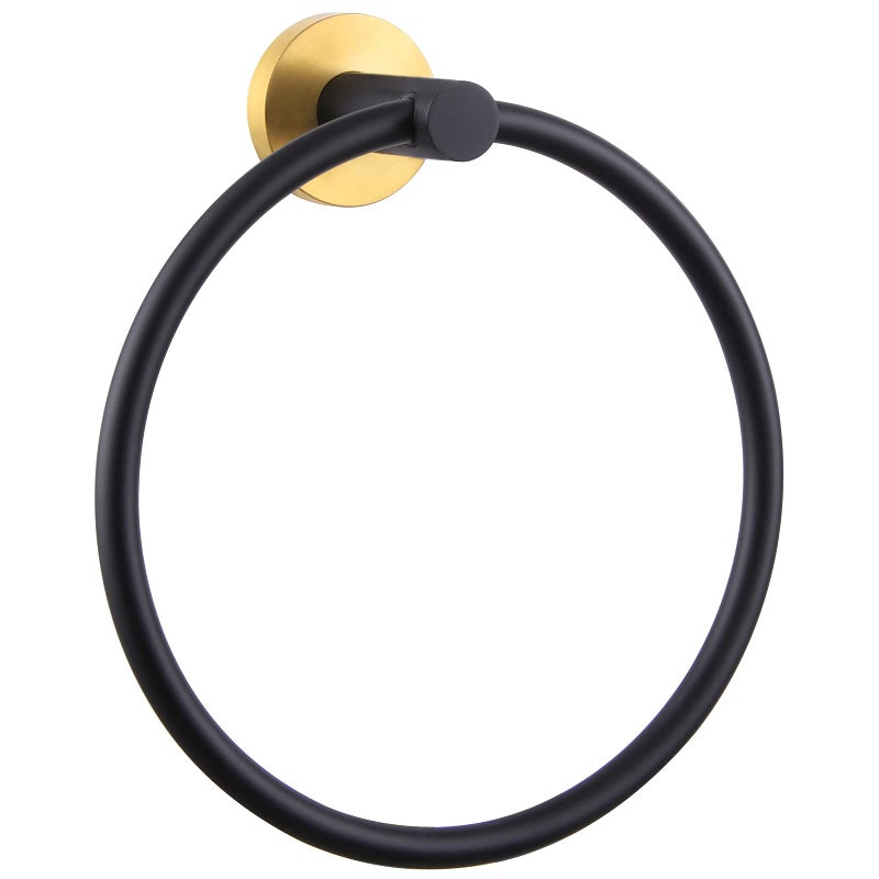 Angle Simple Towel Ring Swivel Stainless Steel Hand Towel Holder Rack for Bathroom Black and Gold