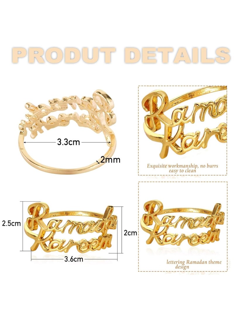 Jorunb - Ramadan Napkin Rings 6Pcs Gold Napkin Rings with Ramadan Kareem/Bismillah Letters Napkin Buckles Holder Eid Mubarak Party Ramadan Festival Table Decoration - Image 1