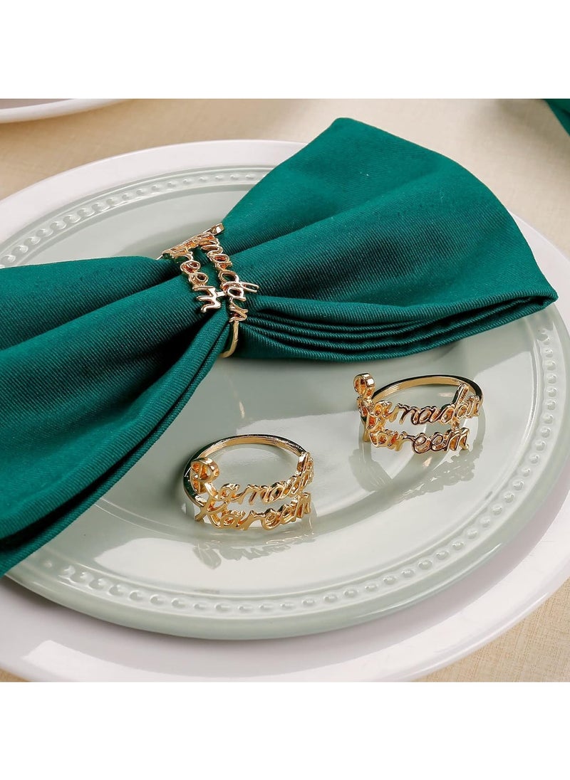 Jorunb - Ramadan Napkin Rings 6Pcs Gold Napkin Rings with Ramadan Kareem/Bismillah Letters Napkin Buckles Holder Eid Mubarak Party Ramadan Festival Table Decoration - Image 1