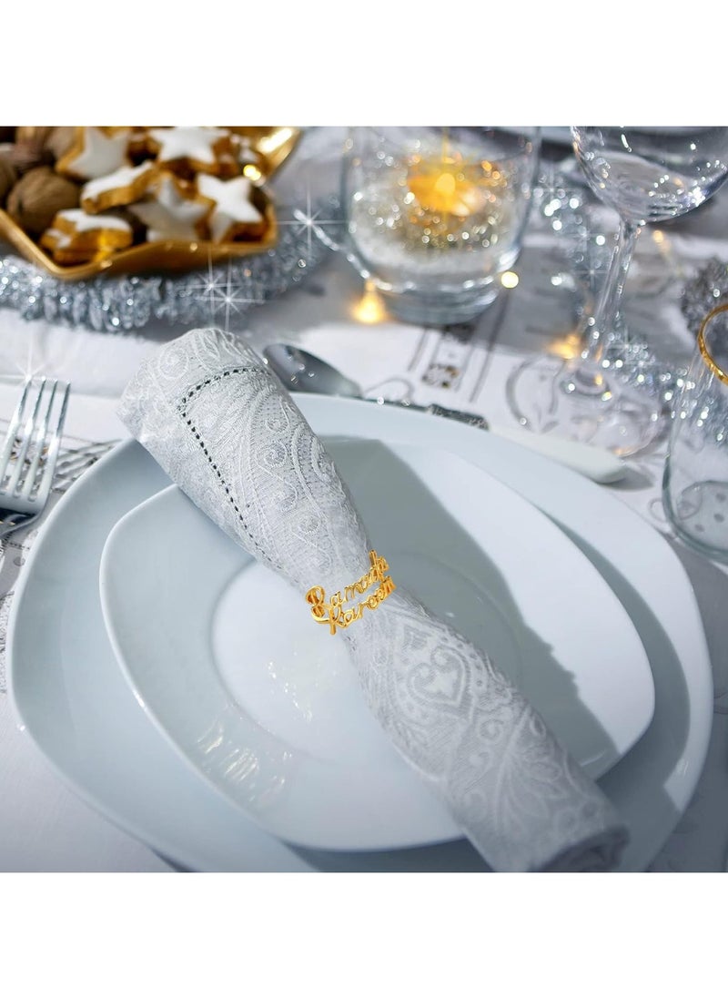 Jorunb - Ramadan Napkin Rings 6Pcs Gold Napkin Rings with Ramadan Kareem/Bismillah Letters Napkin Buckles Holder Eid Mubarak Party Ramadan Festival Table Decoration - Image 1