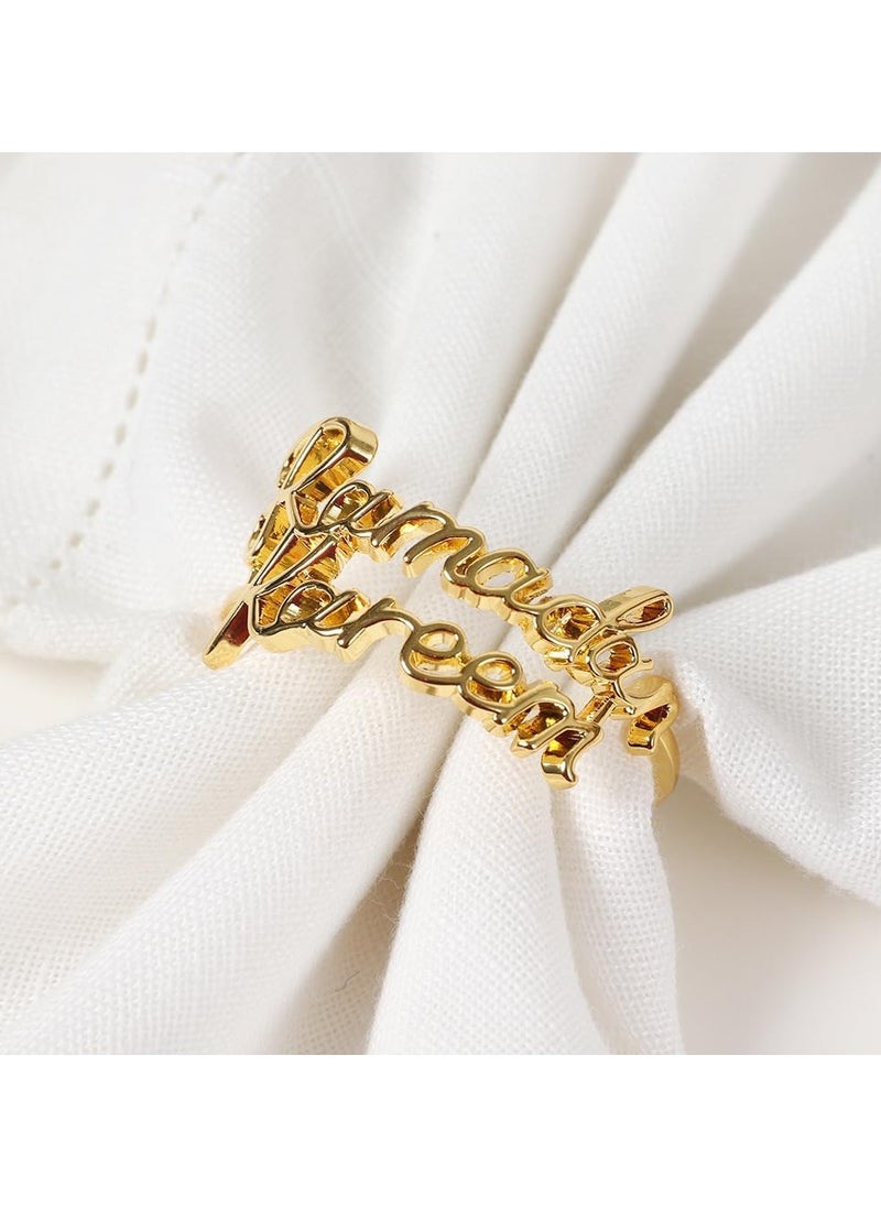 Jorunb - Ramadan Napkin Rings 6Pcs Gold Napkin Rings with Ramadan Kareem/Bismillah Letters Napkin Buckles Holder Eid Mubarak Party Ramadan Festival Table Decoration - Image 1