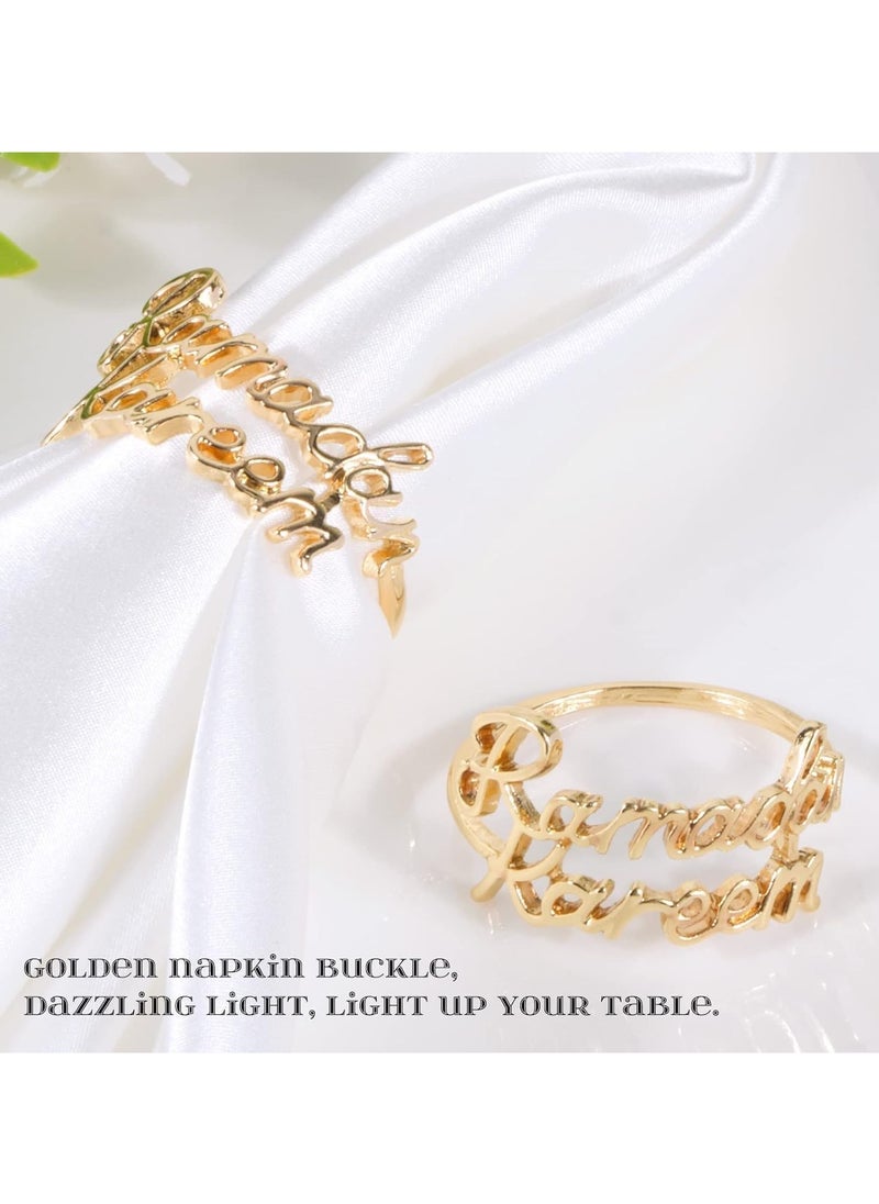 Jorunb - Ramadan Napkin Rings 6Pcs Gold Napkin Rings with Ramadan Kareem/Bismillah Letters Napkin Buckles Holder Eid Mubarak Party Ramadan Festival Table Decoration - Image 1