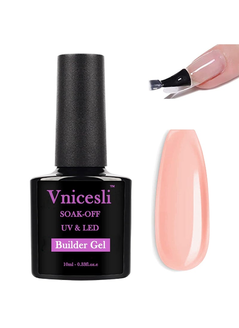Vnicesli - Vnicesli Builder Gel for Nails - 5 In 1 Transparent Jelly Nude Pink Nail Extension Gel & Base Coat & Nail Strengthen Gel & Nail Repair, Soak Off Hard Gel Builder Base Gel Nail Polish Sheer Nude Pink - Image 1