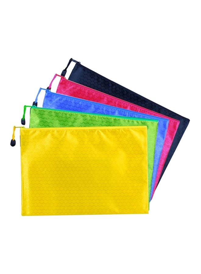 5-Piece Waterproof Zipper File Bag Set Multicolour - Image 1