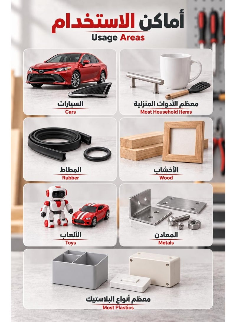 ألتيكو غراء فوري سريع ALTECO مع بخاخ منشّط AP6200 – لاصق فوري للخشب وMDF وأعمال النجارة والمطاط والجلد والمعادن ومعظم أنواع البلاستيك – 40 جم + 200 مل - Image 3