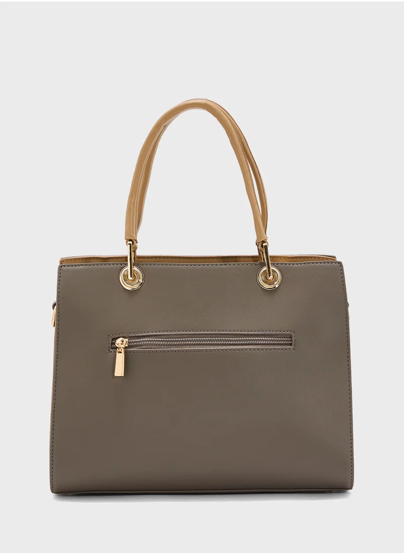 خزانة Contrast Handle Satchel Bag