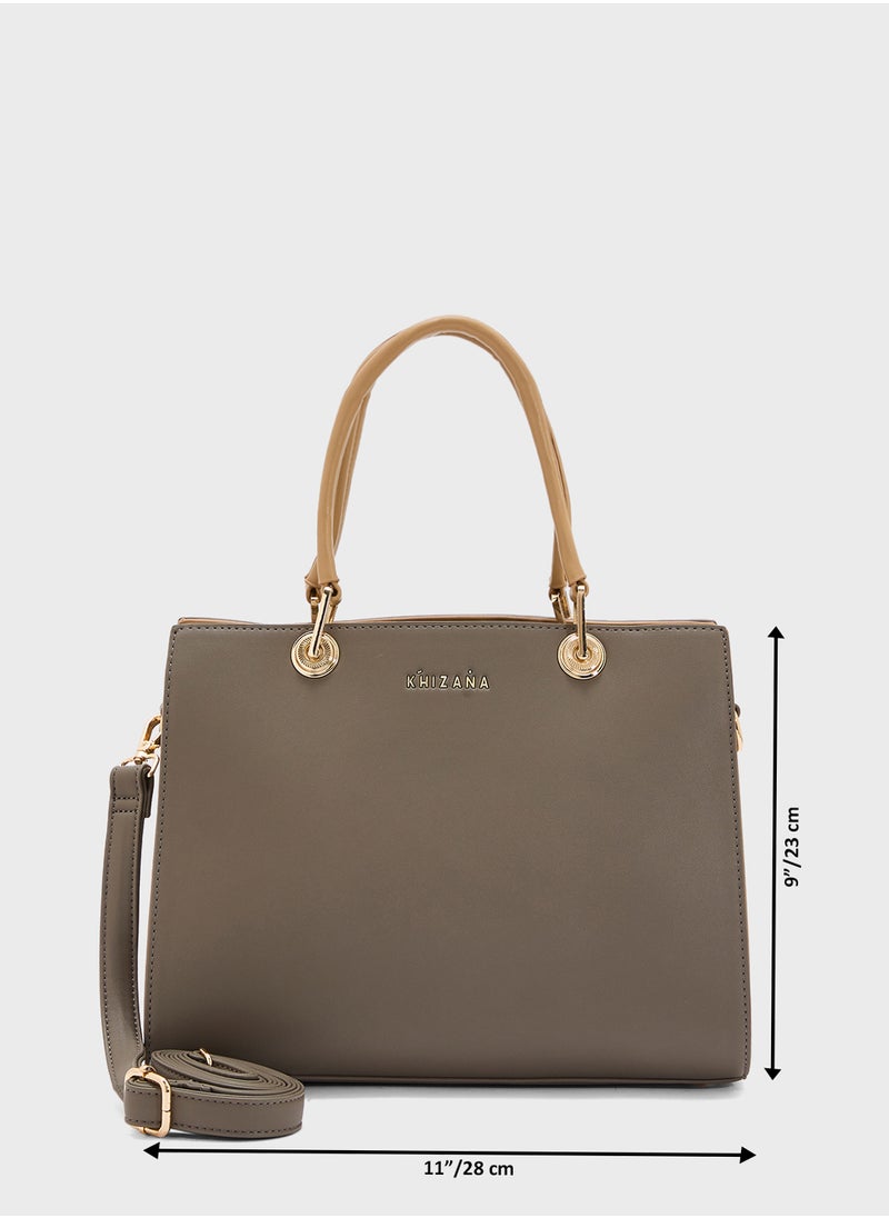 Contrast Handle Satchel Bag