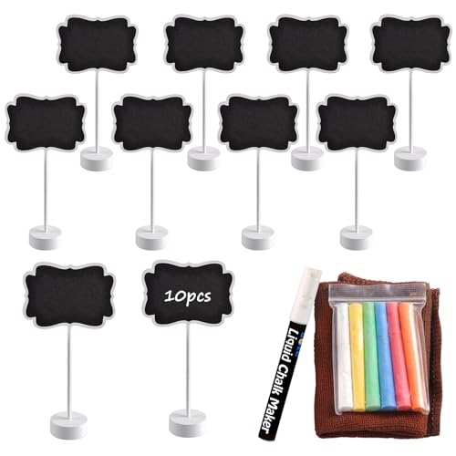 UCEC Food Labels for Party Buffet, Wood Mini Chalkboards Signs for Food with Stand, Food Signs for Party Buffet, for Message Board Signs, Place Cards for Weddings, Table Numbers, by UCEC - Image 1