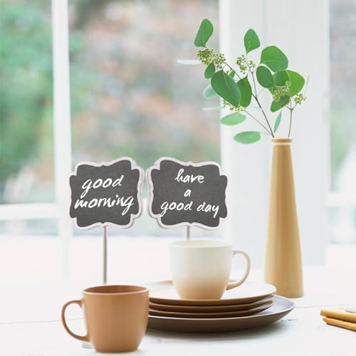 UCEC Food Labels for Party Buffet, Wood Mini Chalkboards Signs for Food with Stand, Food Signs for Party Buffet, for Message Board Signs, Place Cards for Weddings, Table Numbers, by UCEC - Image 3