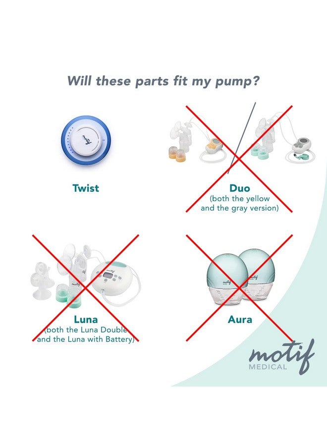 Motif Medical Motif Medical Breast Milk Storage Bottles for Twist Breast Pump - Durable Plastic Breastfeeding Essentials w/Locking Rings, Lids & Nipple Caps - Breast Milk Container (Set of 2, 140 ml)