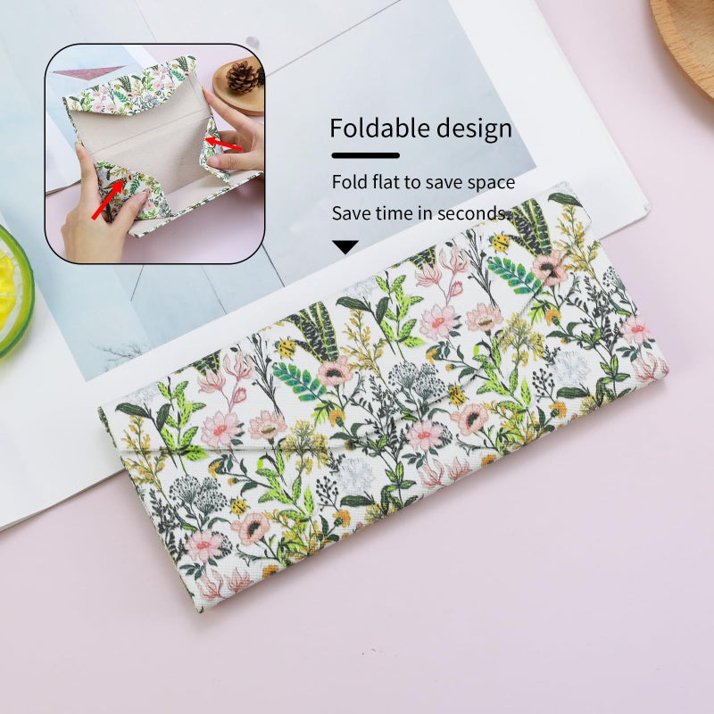 FlyingMage Foldable Glasses Holder Hard Shell Eyeglasses Case Fashion PU Leather Sunglasses Protective Cover (White Flowering Shrubs) - Image 3