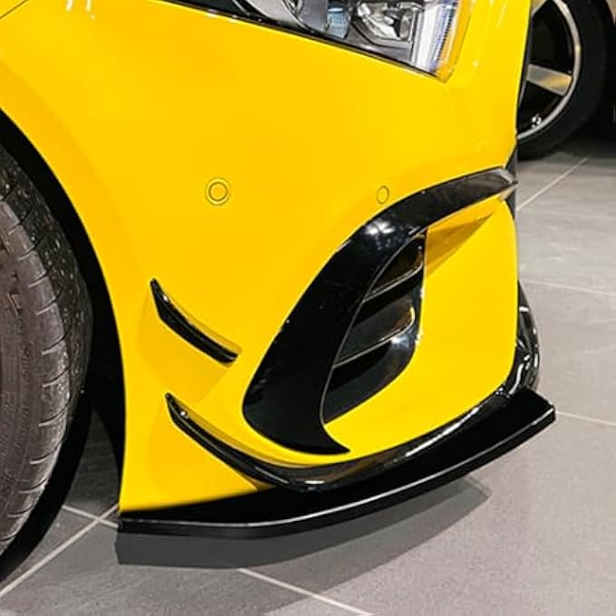 Brilluxa Front Bumper Lip, Splitter Spoiler, Compatible with Mercedes-Benz A Class W177 Pre Facelift 5 5S AMG 20182023, 3Piece Front Lip Body Kit, Aerodynamic Bumper Extension Trim (Bright Black) - Image 2