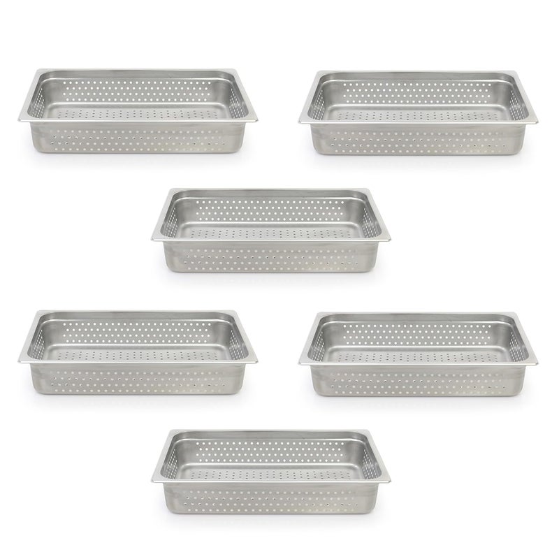 Adcraft Adcraft Perforated Steam TableHotel Pan Full Size 4 Deep Pack of 6 in Stainless Steel PP200F4 - Image 1