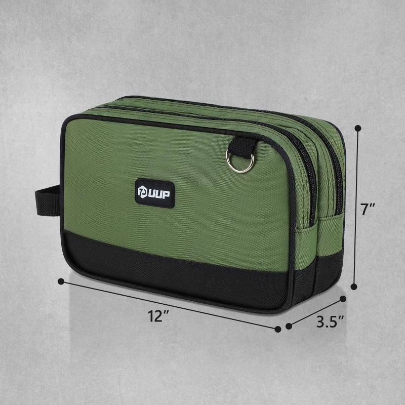 UUP 12 Inch Small Tool Bag, Zipper Tool Pouch Two Compartments Heavy Duty, Utility ToolBag with Carrying Handle D-Rings, Tools Storage Organizer for Electrician Mechanic, Gift for Men Dad,Green - Image 2