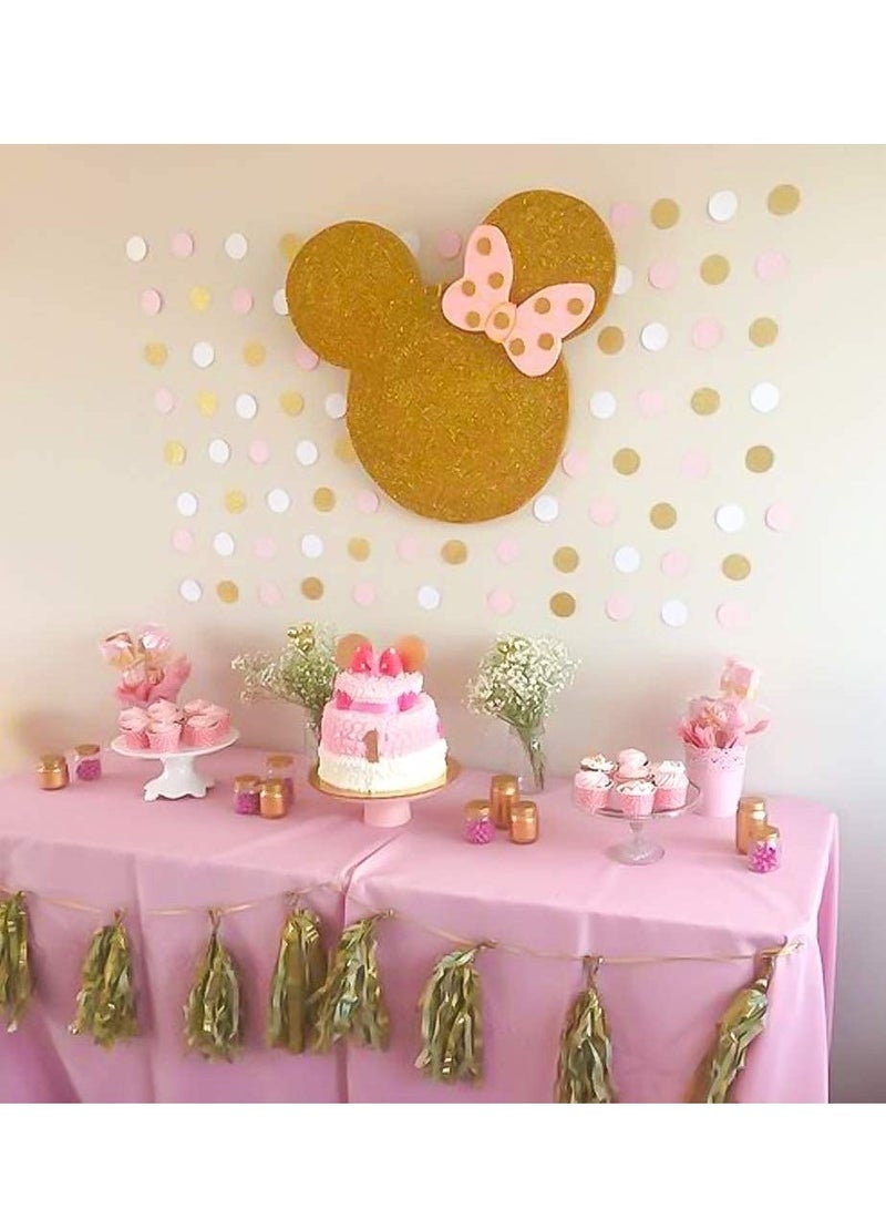 Paper Garland,  Pink White Glitter Gold Circle Dots Hanging Decorations Backdrop for Birthday Party Wedding, Class Room Decorations Birthday Party Wedding Nursery Party New Year, 5 Pack 4M - Image 4