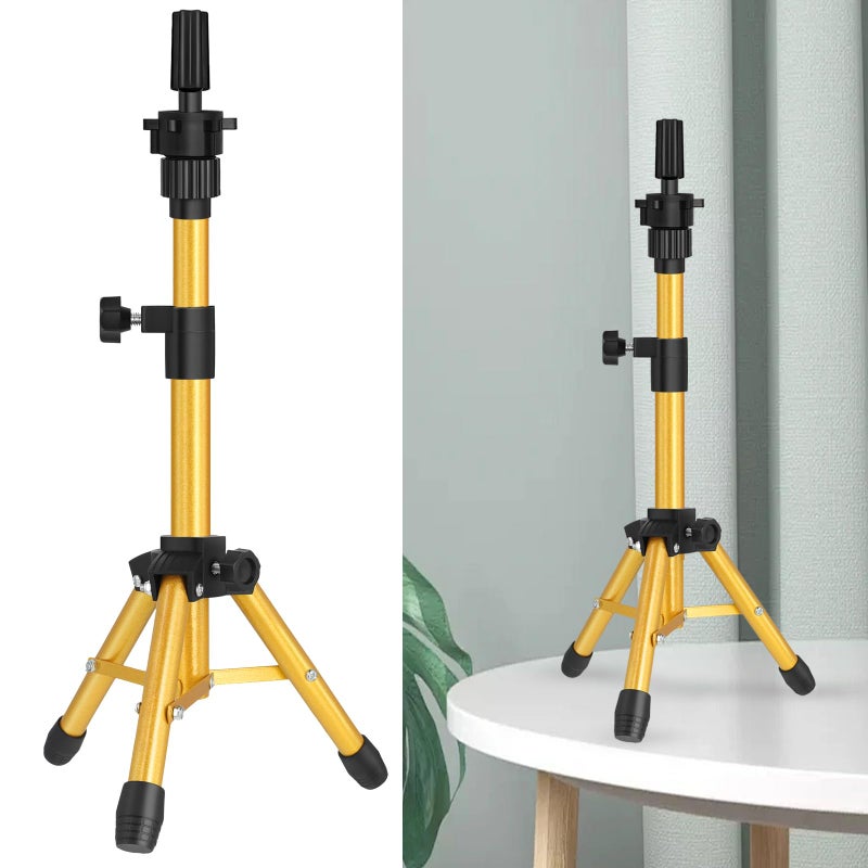 ZQIAN BEAUTY ZQIAN BEAUTY MINI Wig Stand Tripod 25 Inch Adjustable Mannequin Head Stand Wig Head Stand for Training Heads And Canvas Block Head Golden Mannequin Head Not Included