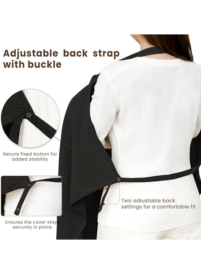 AGREON Nursing Cover for Baby Breastfeeding, Breathable 100% Cotton Breastfeeding Cover with Rigid Hoop for Mother Nursing Apron, Multi-use Carseat Canopy Canopy (Black) - Image 5