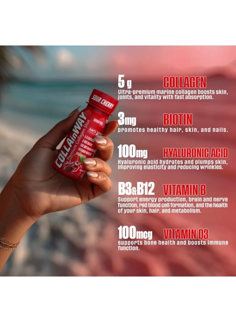COLLAinWAY Premium Collagen Shot Sour Cherry 77ml x 12 Bottles - Image 2