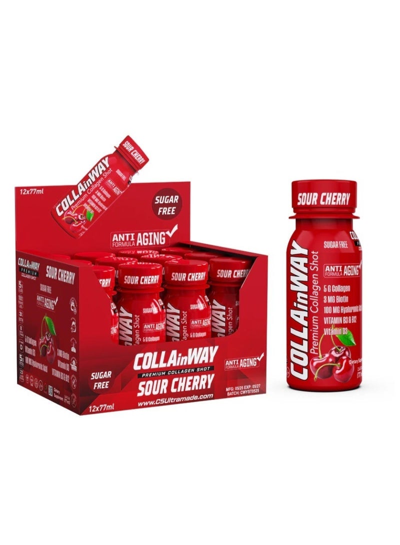 COLLAinWAY Premium Collagen Shot Sour Cherry 77ml x 12 Bottles - Image 1