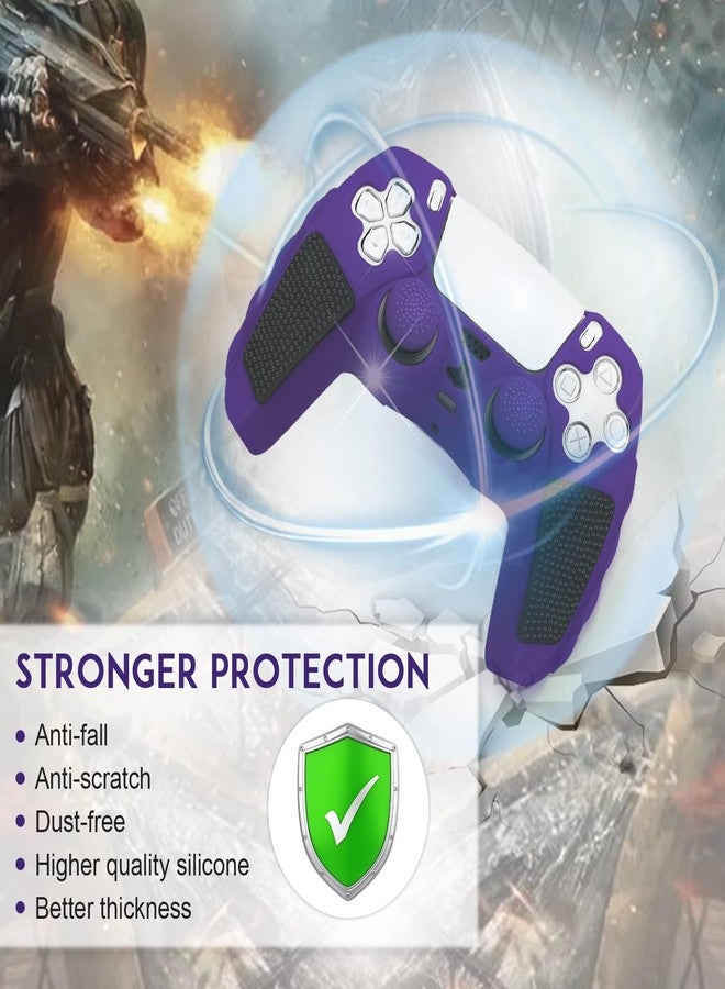 SIKEMAY Anti-Slip PS5 Controller Skin, Soft Thicken Non-Slip Studded Silicone Gel Grip Protective Cover Case for PlayStation 5 Controller Grip, 2 Pack with 8 x Thumb Grip Caps - Image 4
