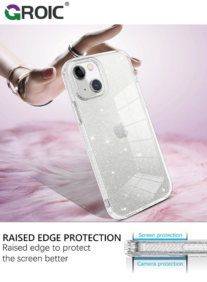 GROIC Compatible with iPhone 15 Case Glitter, with 3X Screen Protector + 3X Camera Lens Protector,Clear Sparkle Slim Shockproof Phone Shell,Soft TPU Bumper Cover for iPhone 15 6.1 Inch - Image 5