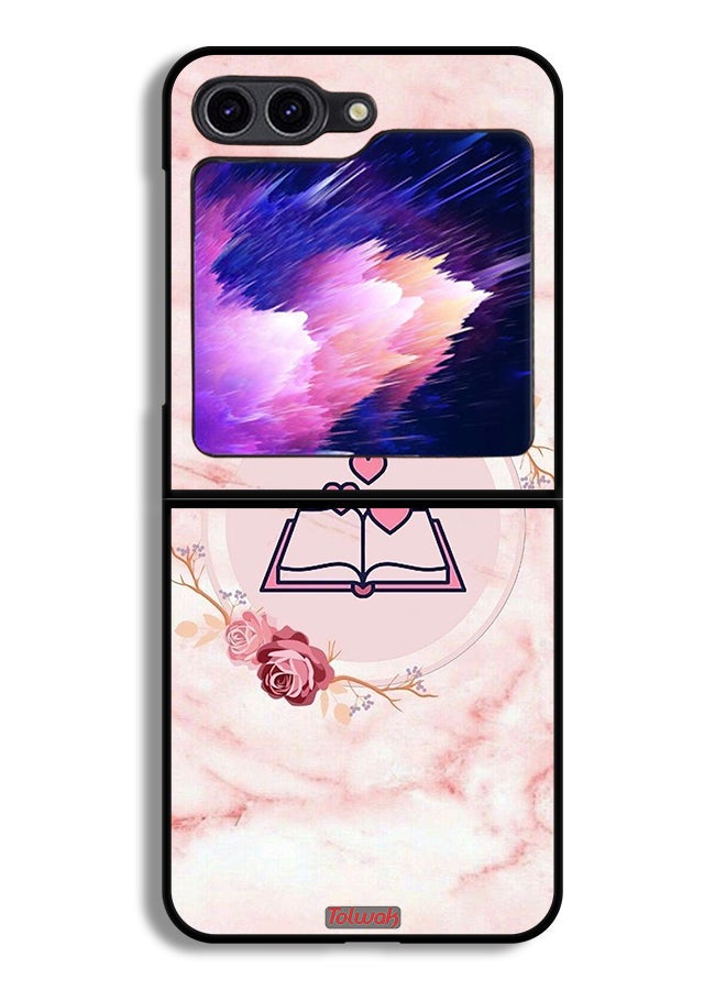 Tolwak Samsung Galaxy Z Flip6 Protective Case Cover Three Hearts On Book Artwork - Image 1