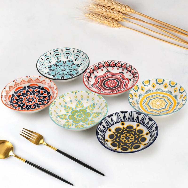 Cedilis 12 Pack Ceramic Soy Sauce Dipping Bowls 35oz Pinch Bowls for Kitchen Prep 4 Inch Small Sushi Dish Plate Colorful Condiments Bowl for Side Dishes - Image 3