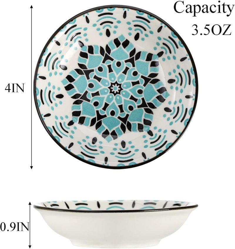 Cedilis 12 Pack Ceramic Soy Sauce Dipping Bowls 35oz Pinch Bowls for Kitchen Prep 4 Inch Small Sushi Dish Plate Colorful Condiments Bowl for Side Dishes - Image 4