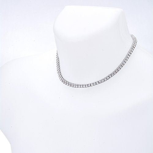 METALTREE98 16" Choker Tennis Necklace Fashion Lab Diamond Silver Plated Solitaires Chain Women's Rapper Hip Hop - Image 2