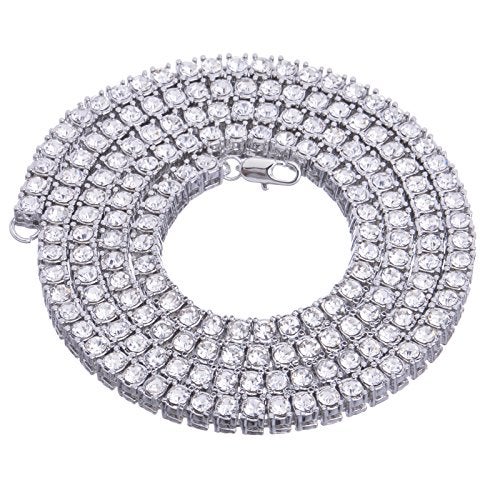 METALTREE98 16" Choker Tennis Necklace Fashion Lab Diamond Silver Plated Solitaires Chain Women's Rapper Hip Hop - Image 4