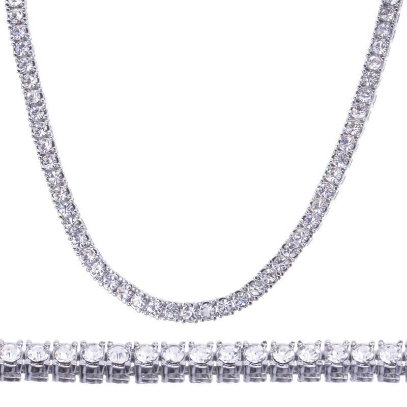 METALTREE98 16" Choker Tennis Necklace Fashion Lab Diamond Silver Plated Solitaires Chain Women's Rapper Hip Hop - Image 5